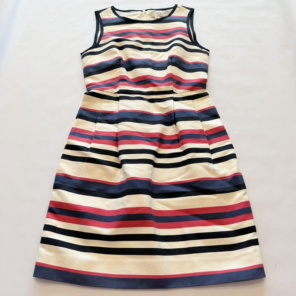 J.Crew Womens Sleeveless Dress Striped Nautical Preppy Back Zip Pockets Size 00